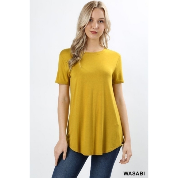 ZENANA Short Sleeve Wasabi Yellow color Top Size Large NWT - Picture 1 of 2